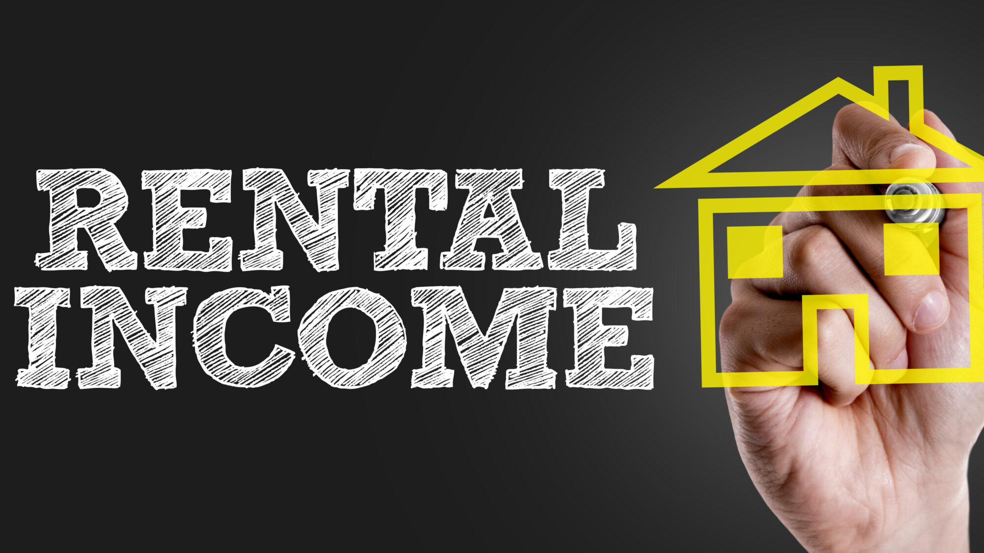 Hand writing the text: Rental Income